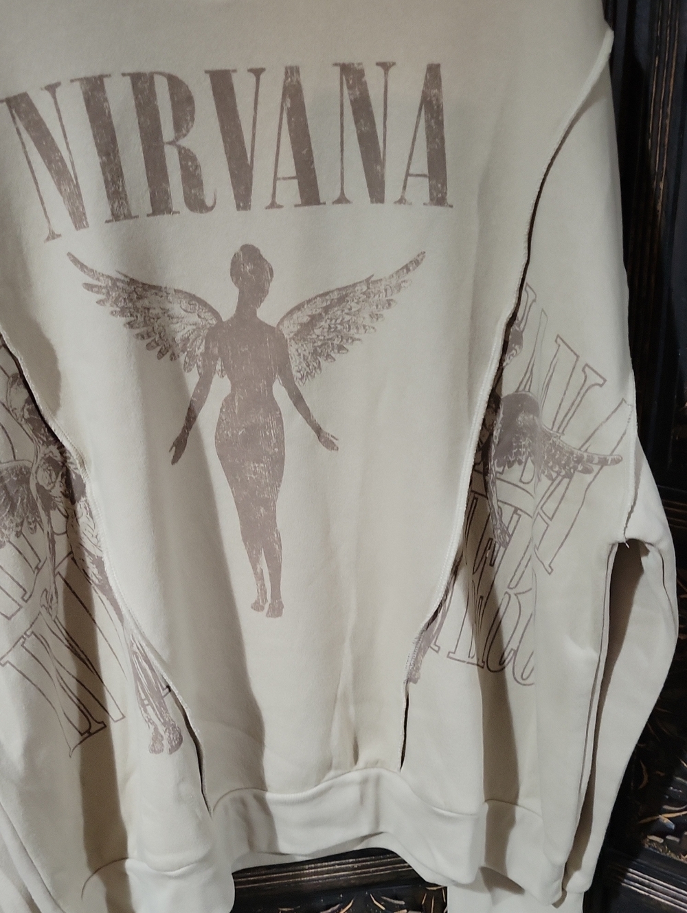 Nirvana Men's Beige Graphic Sweatshirt - Picture 2 of 4